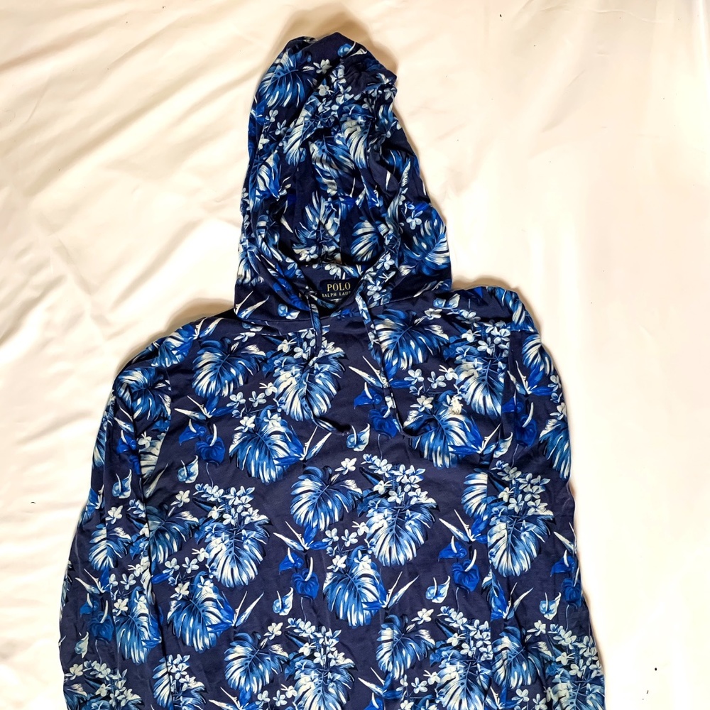 Polo Ralph Lauren Men's Blue Long Sleeve Hooded T-Shirt Size L